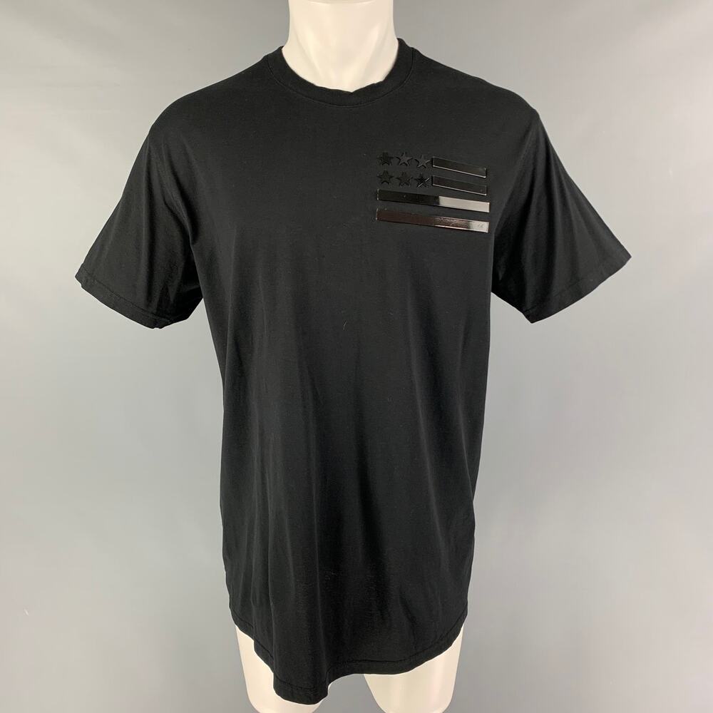GIVENCHY Size S Black Applique Cotton Oversized T-shirt